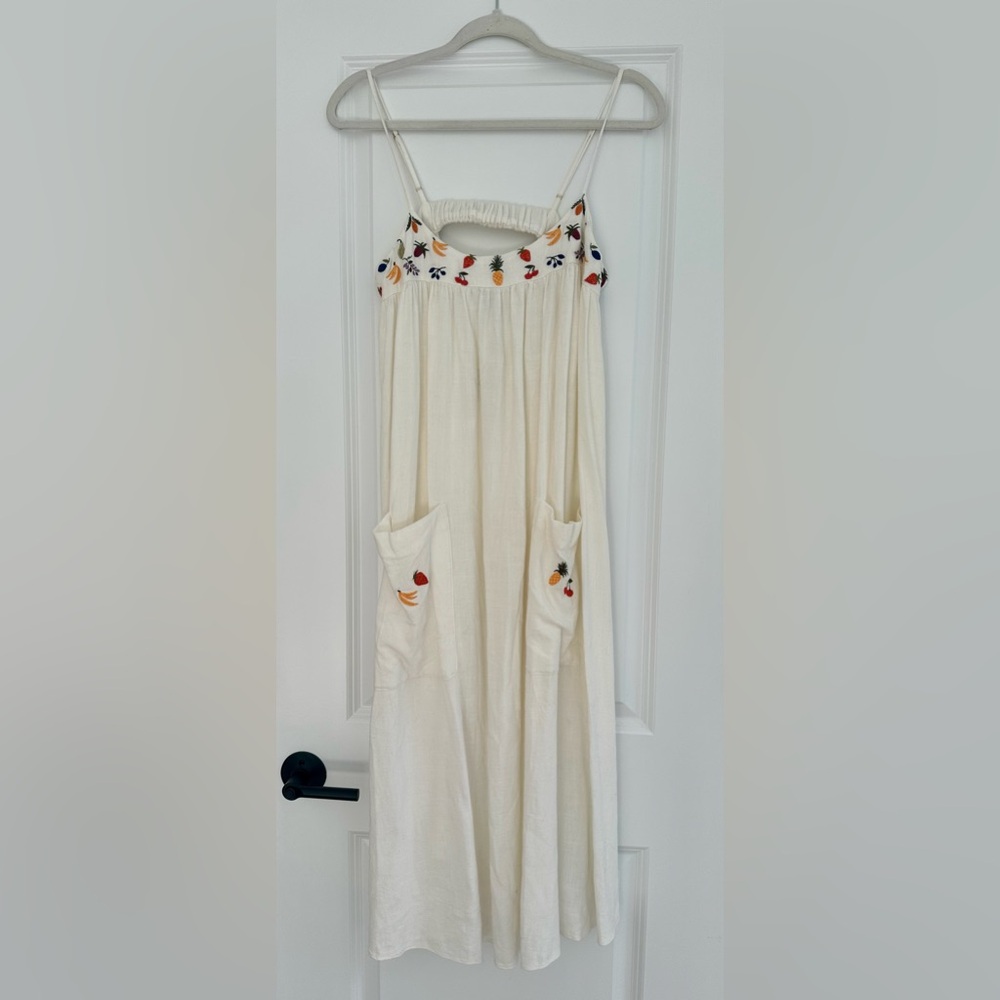 Madewell Fresca Fruit Embroidered Cami Midi Dress Small